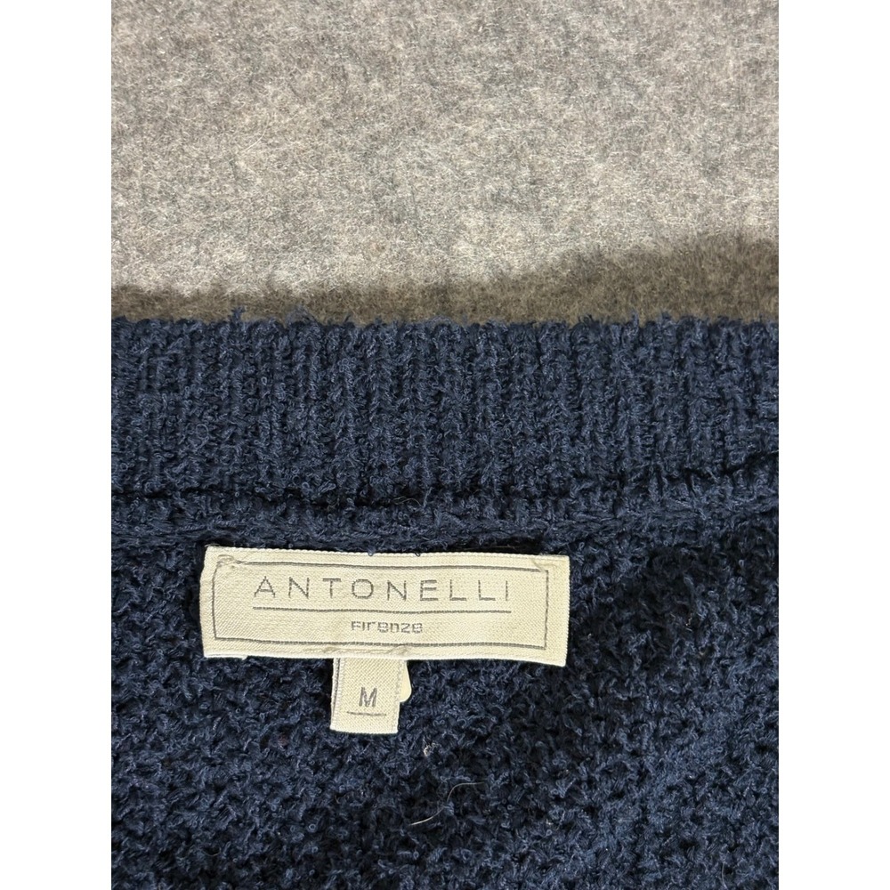 Antonelli Firenze Navy Blue Cotton Blend Cable Knit‎ Pointelle Sweater Italy M - Picture 3 of 8